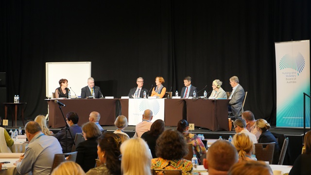 Representatives from the NMBA, AHPRA and the NSW Nursing and Midwifery Council opened the NMBA conference with a discussion on collaboration in the National Scheme